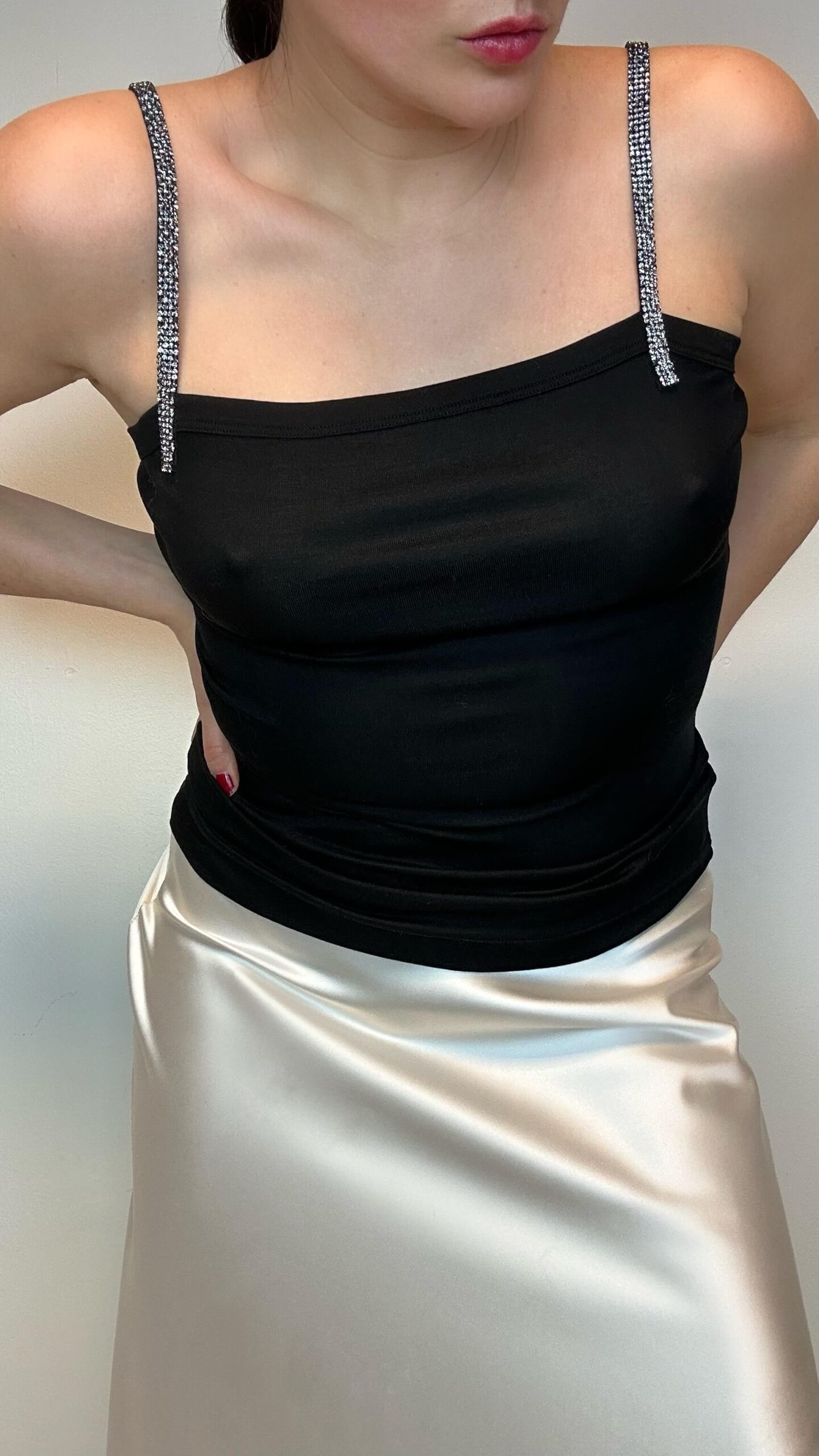 DOLCE & GABBANA 1990s camisole top with crystal covered straps - Image 2