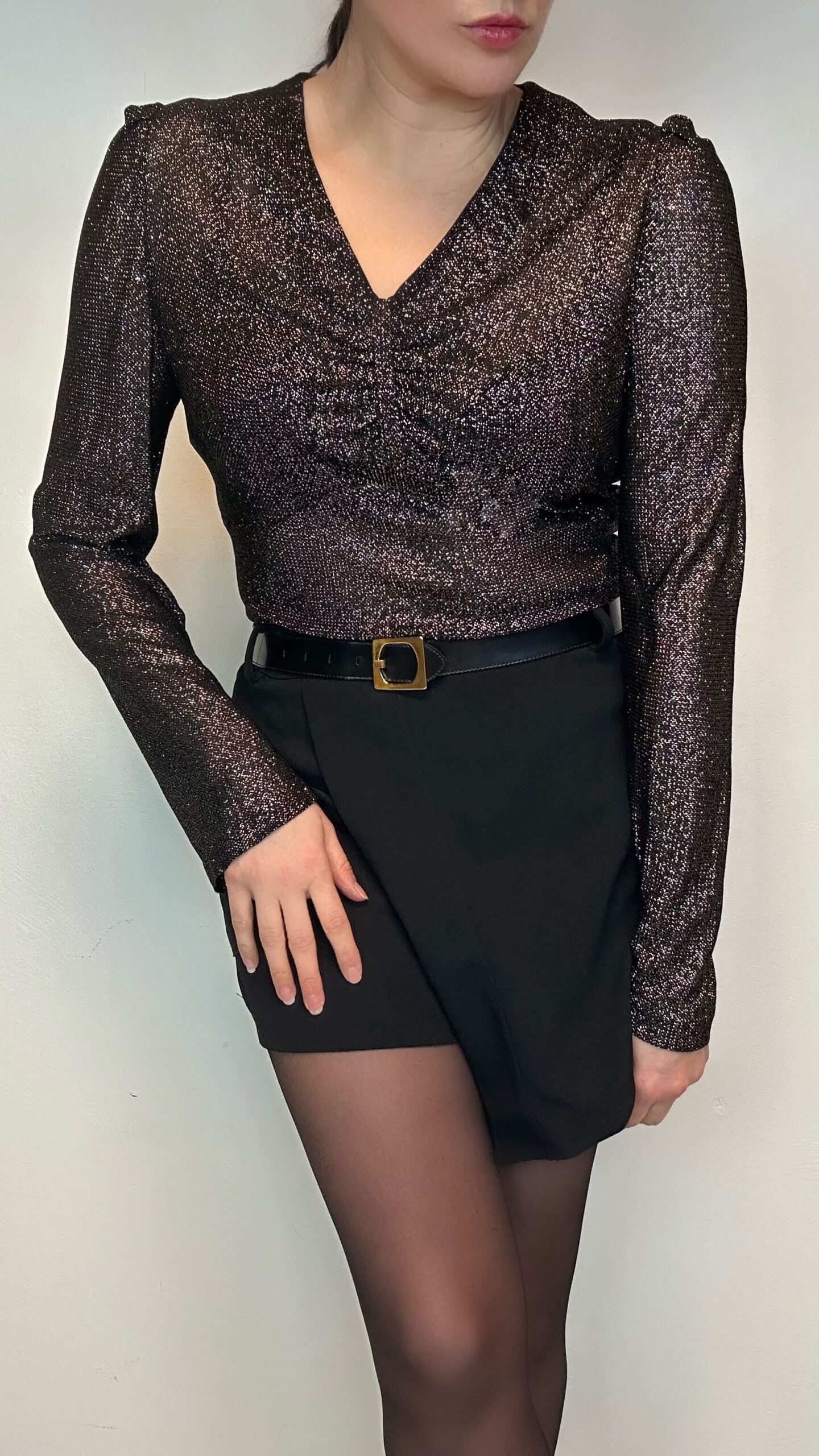 Night sky shimmer stretchy blouse