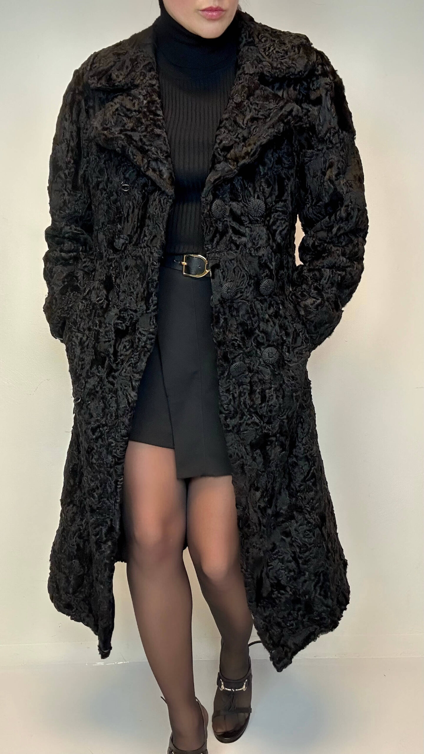Long black persian lamb coat