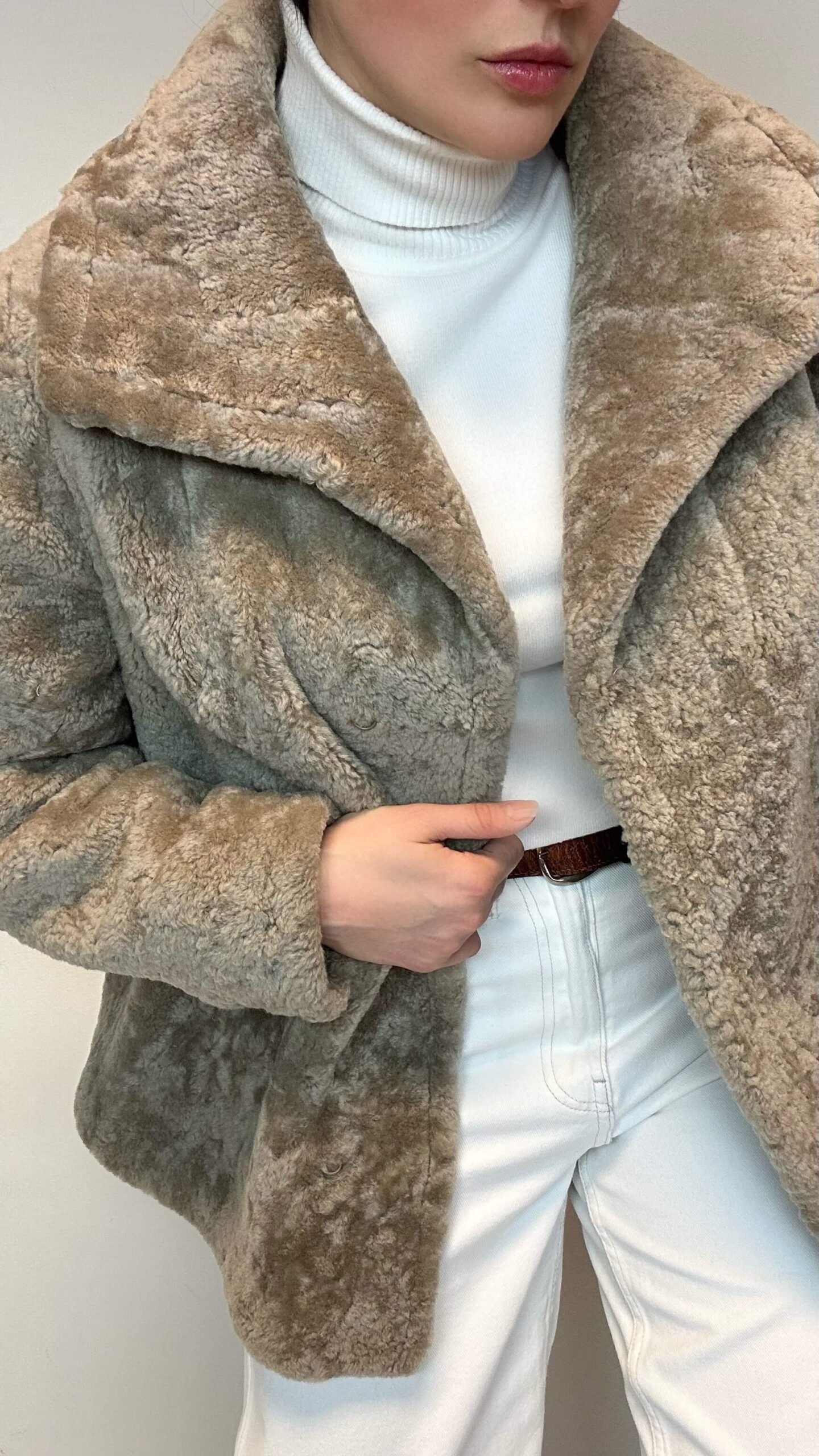 Royal beige shearling winter jacket