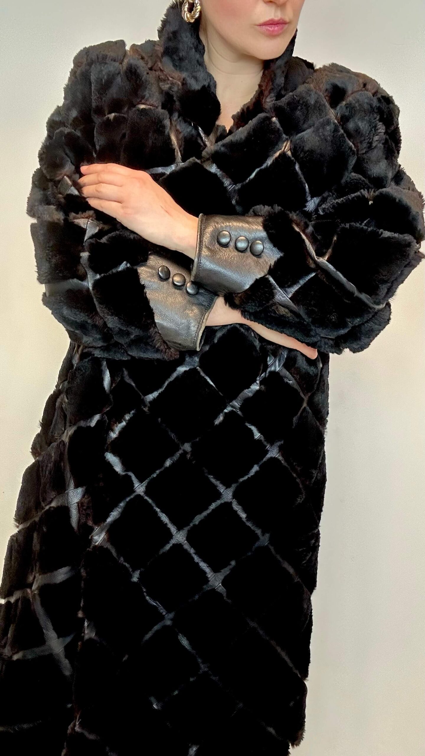Rare design leather/fur coat