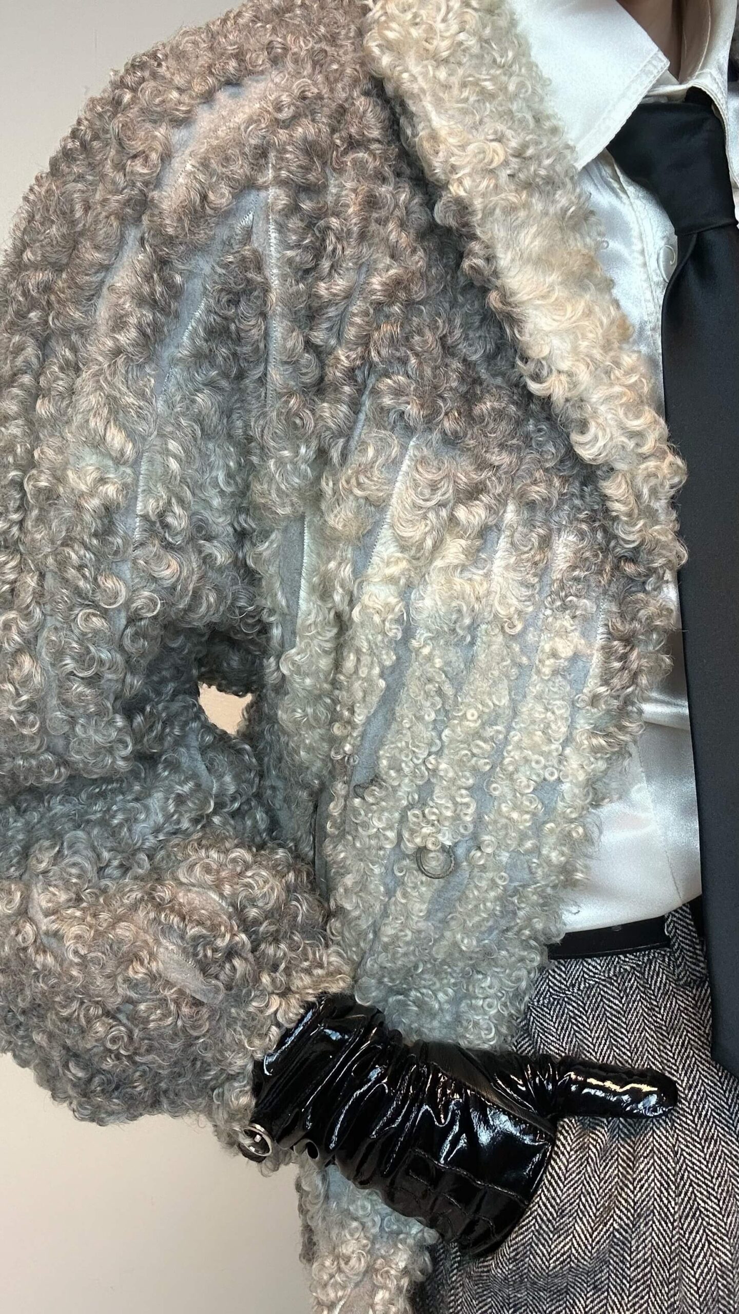 Ash grey persian leather fur jacket - Image 2