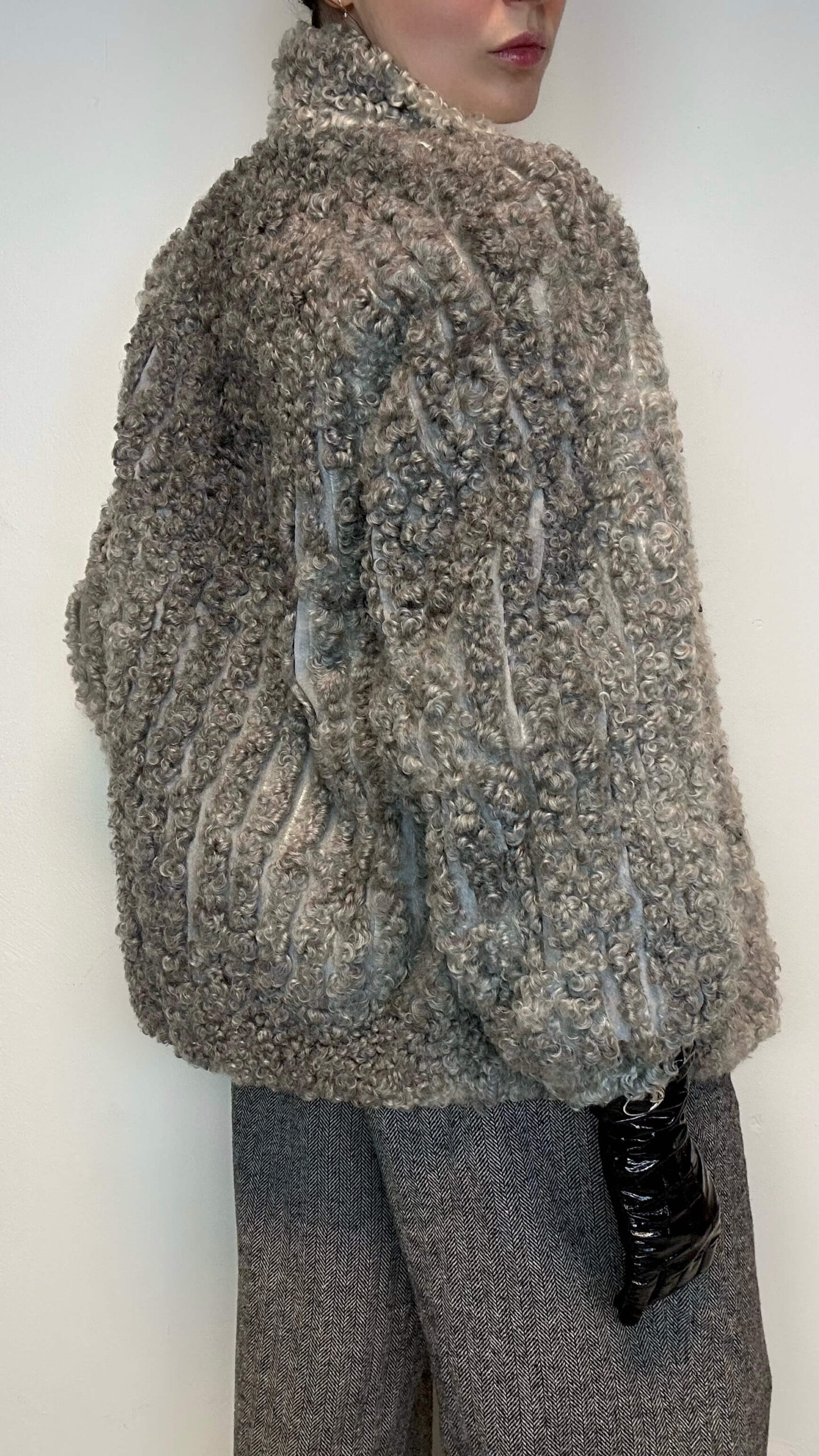 Ash grey persian leather fur jacket - Image 4
