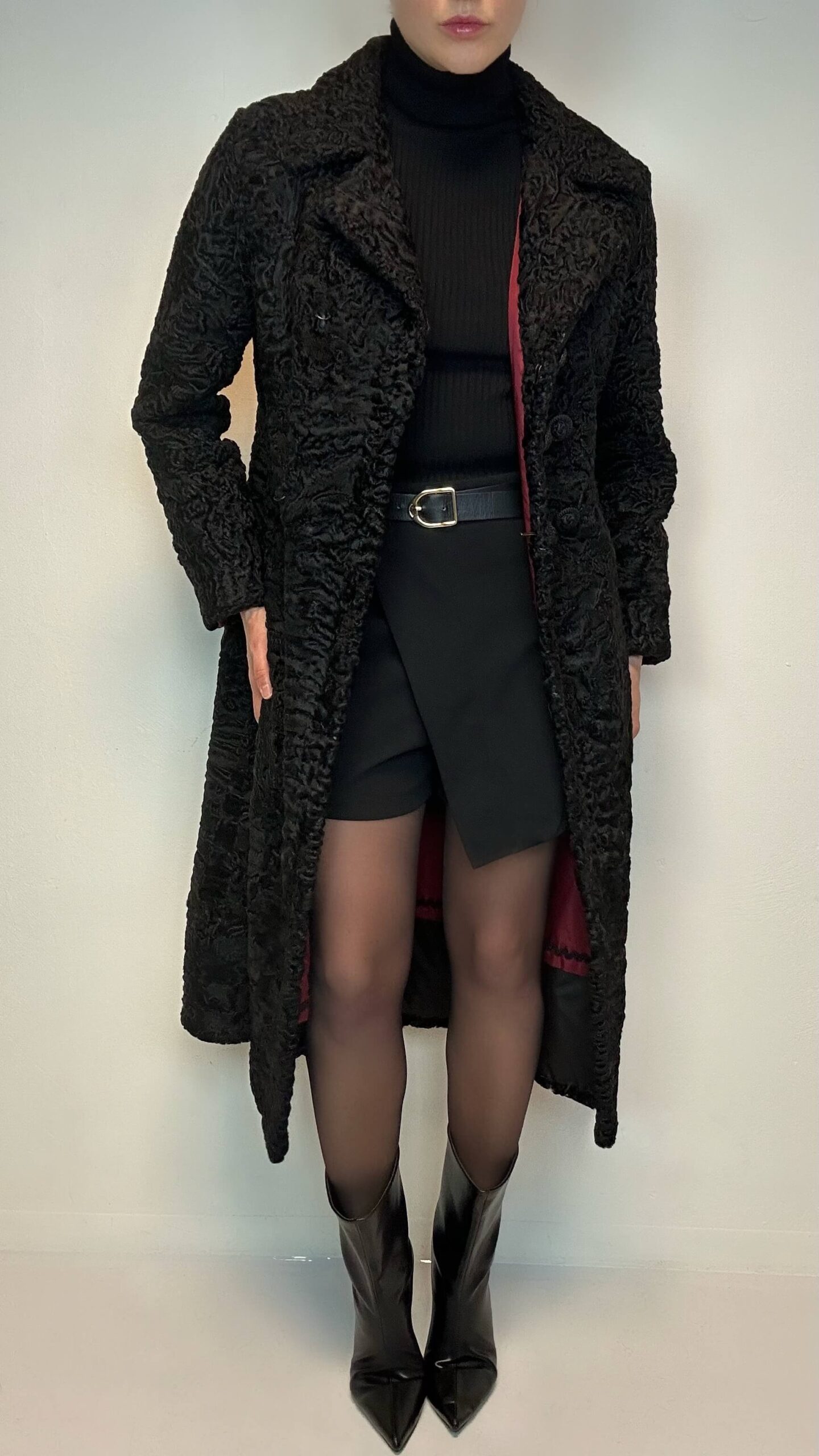 Classic black winter persian fur coat