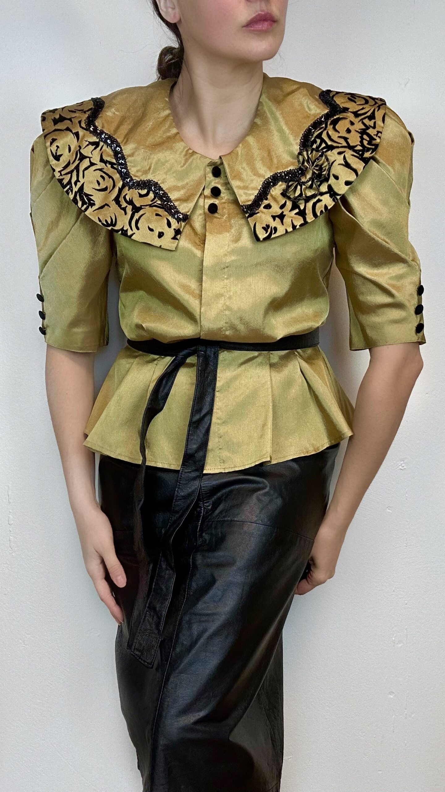 Reef gold blouse with a statement collar