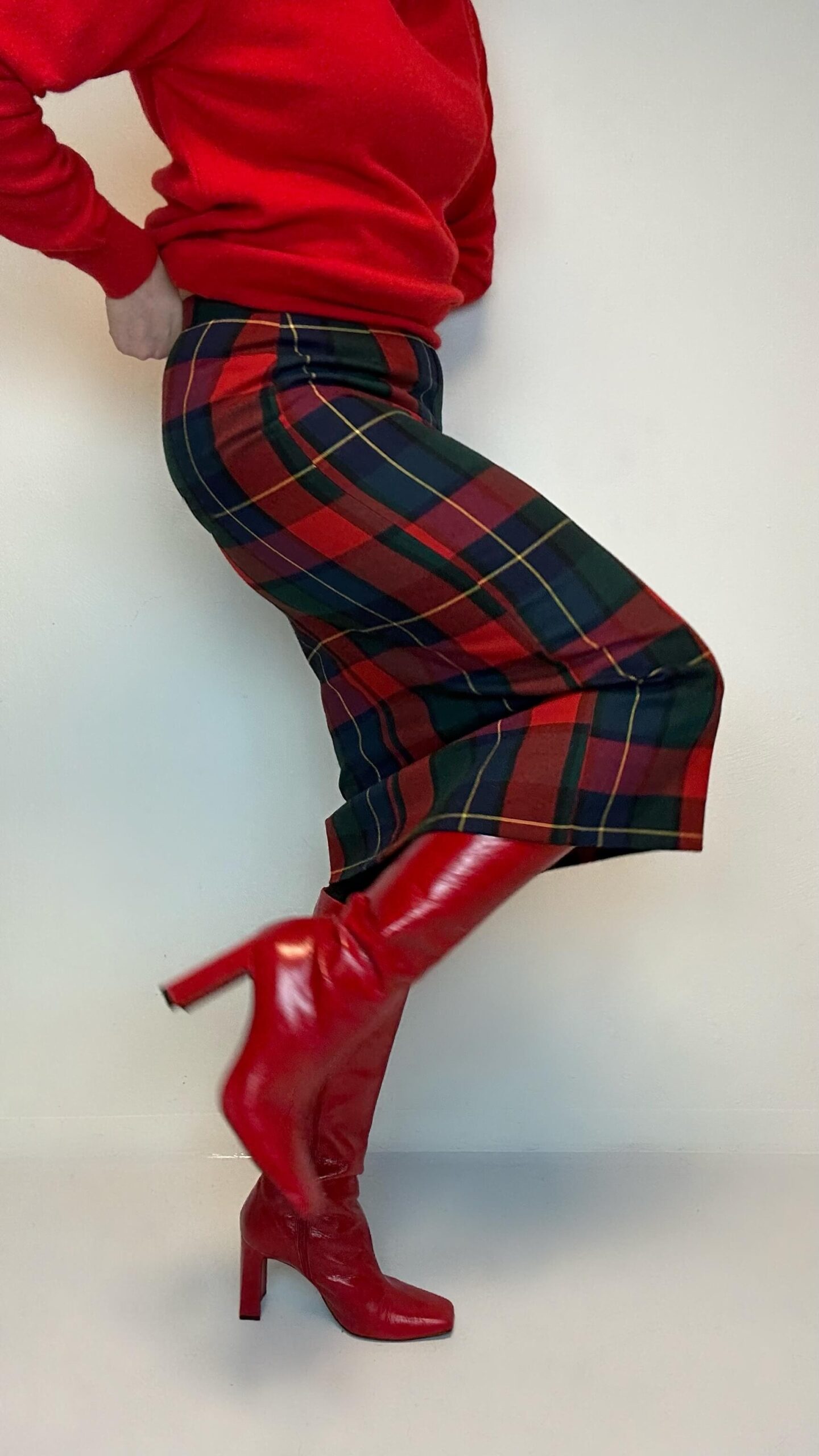 Office wool tartan skirt