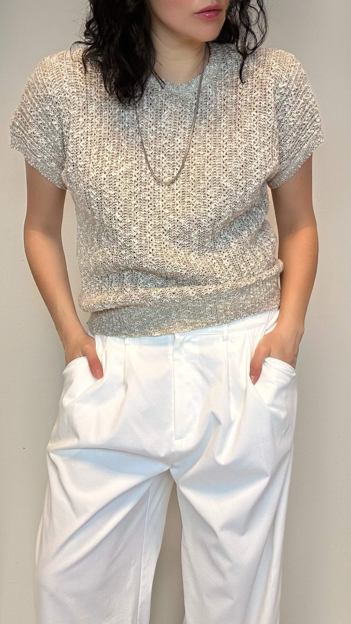 Oyster beige knit classic top