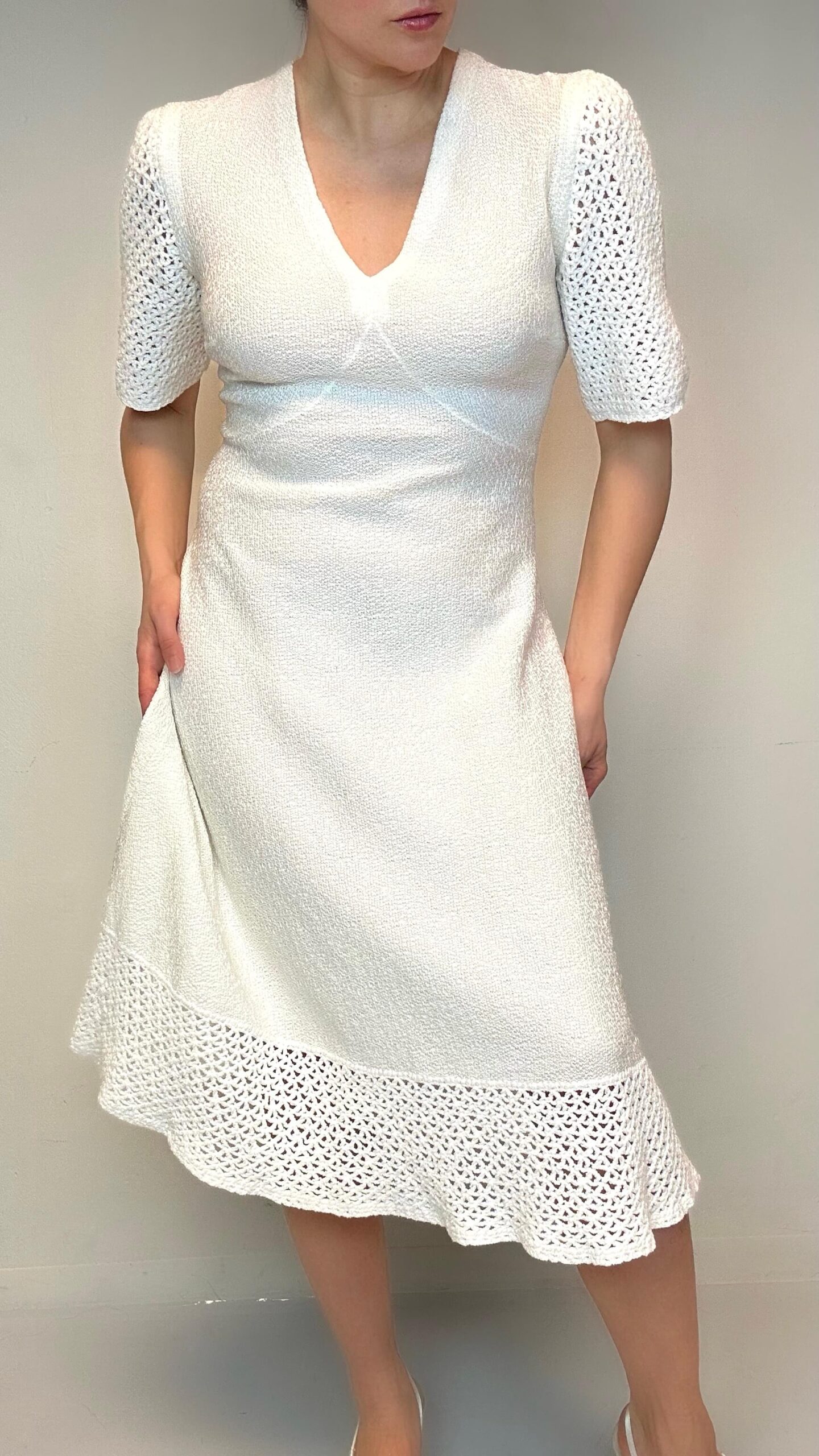 Nordic ivory knit midi dress