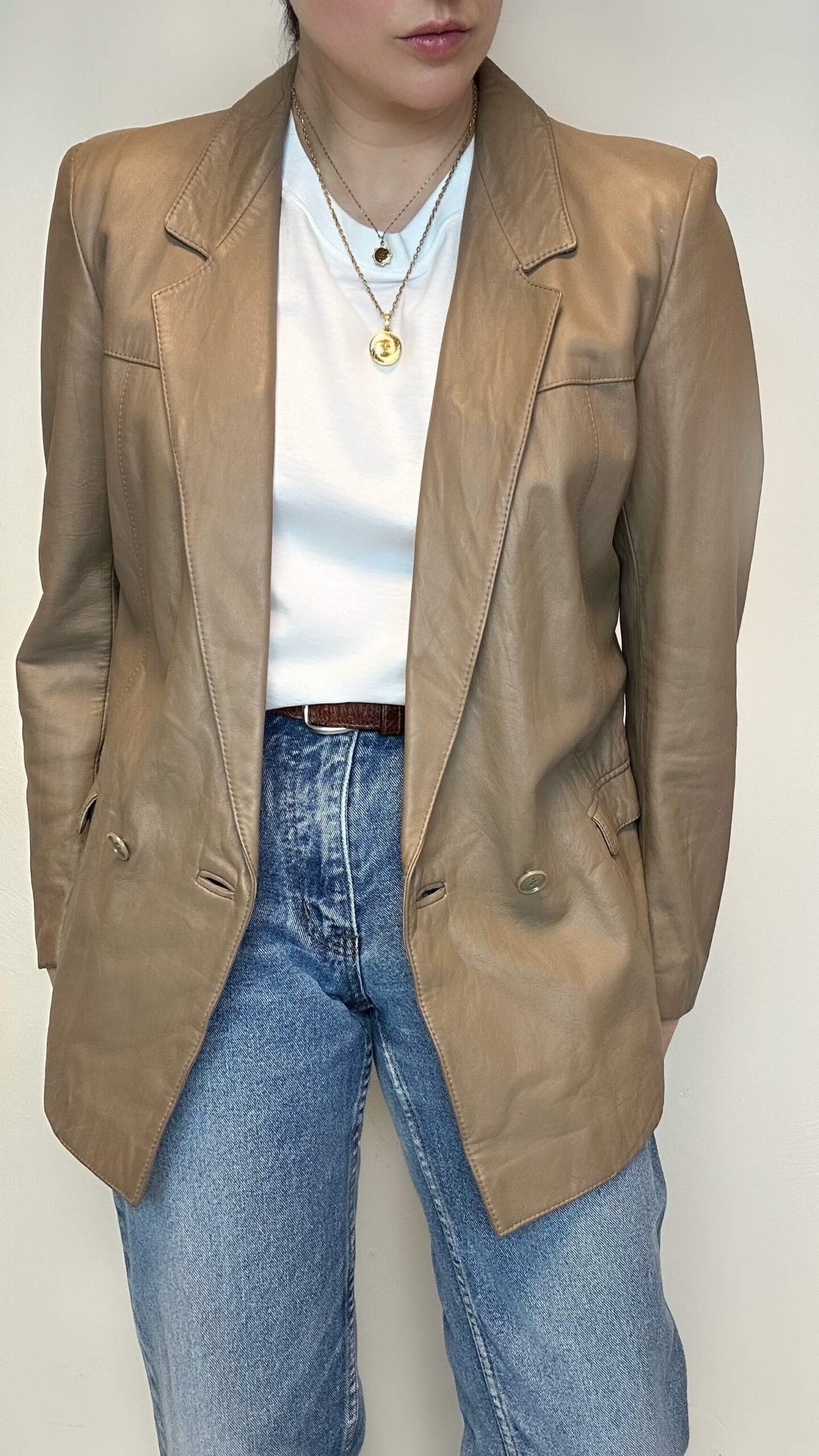 Mocha mousse Italian leather blazer/jacket