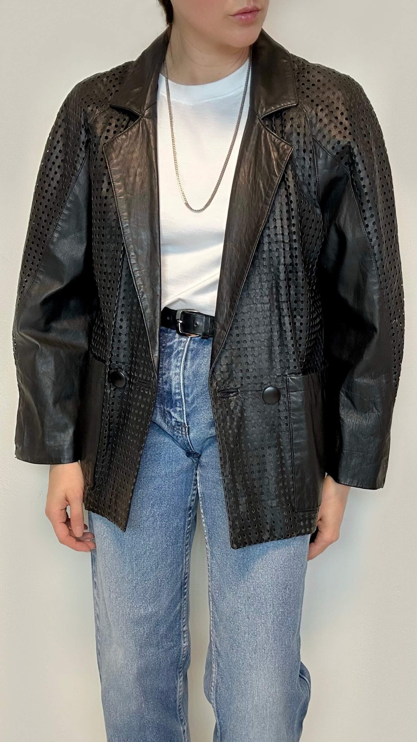 Structured leather blazer/jacket. Rare design