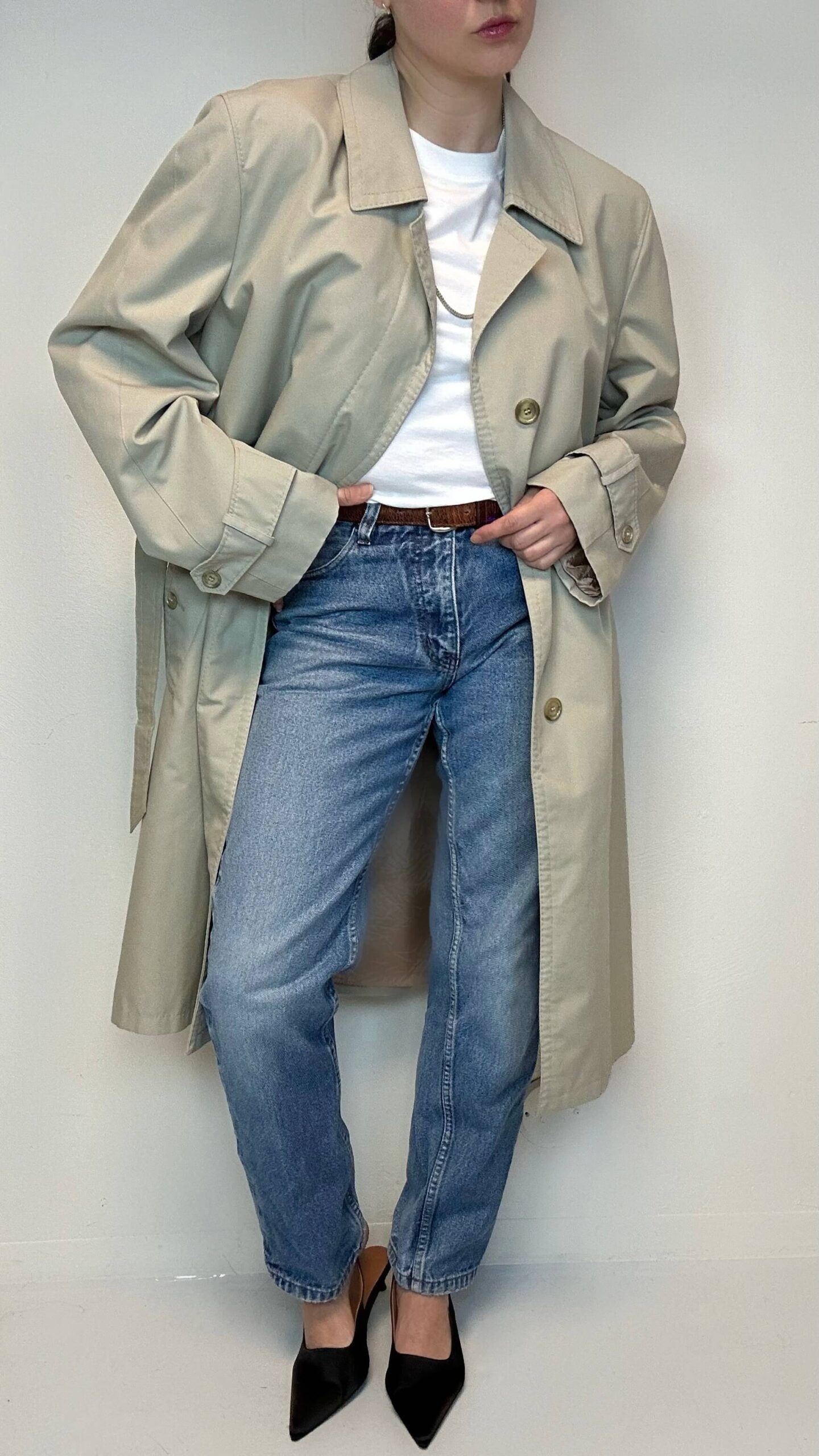 Masculine classic unisex spring trenchcoat