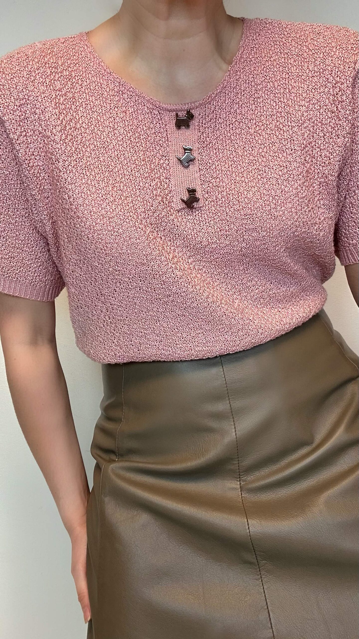 Ash rose french knit with dog buttons