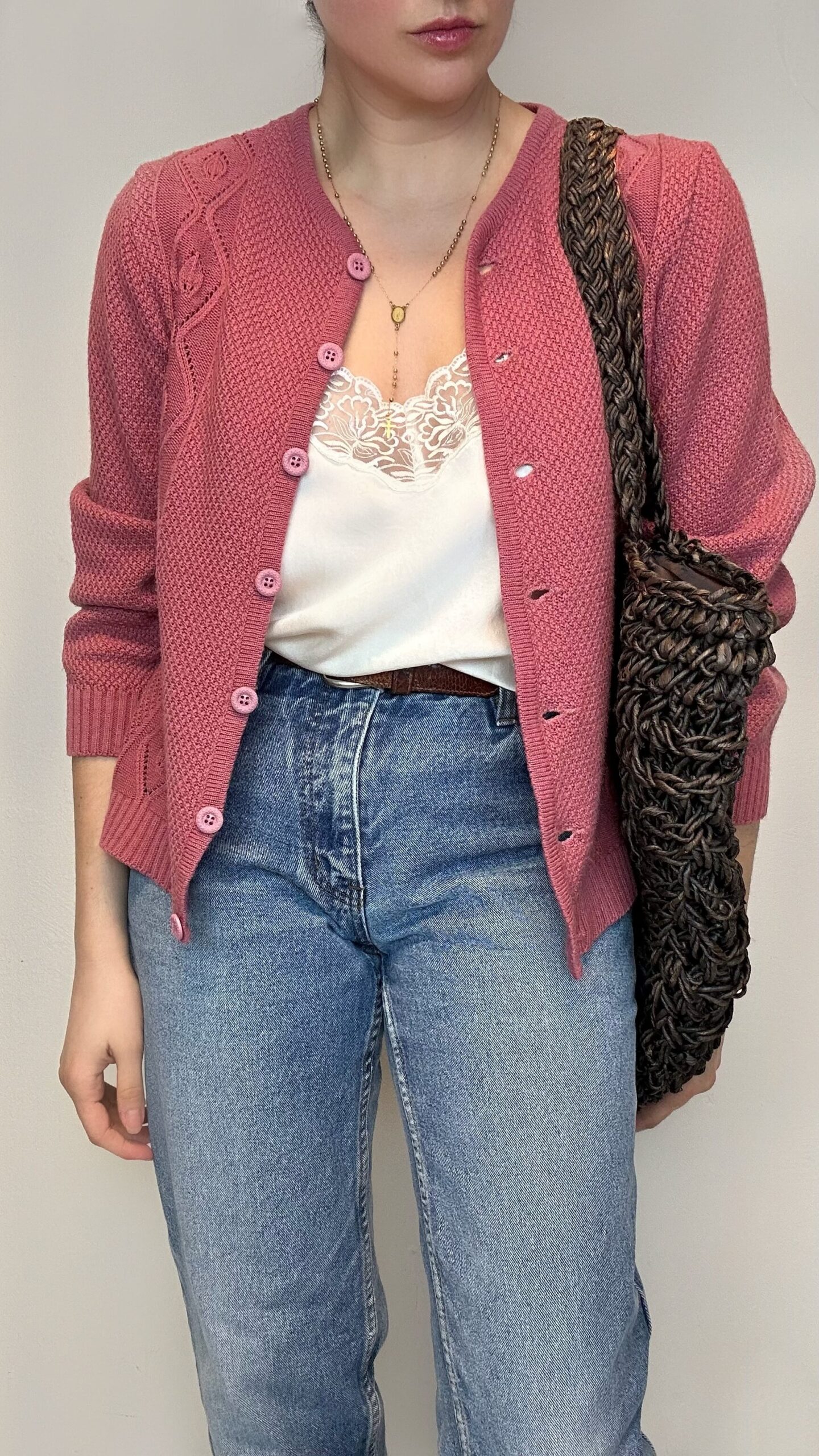 Dusty rose pink cottage cardigan