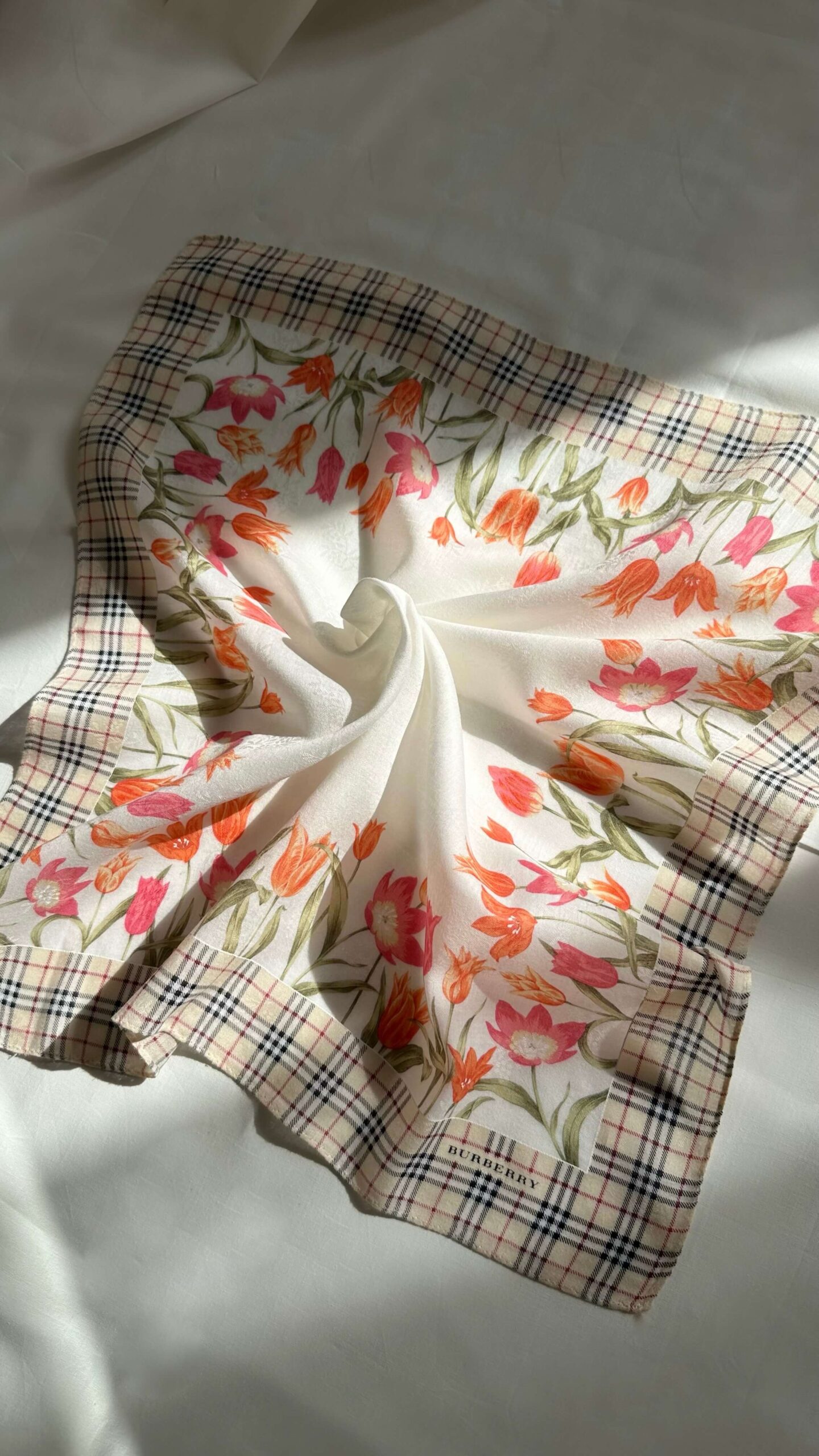 BURBERRY soft floral print small scarf. 1995–early 2000s