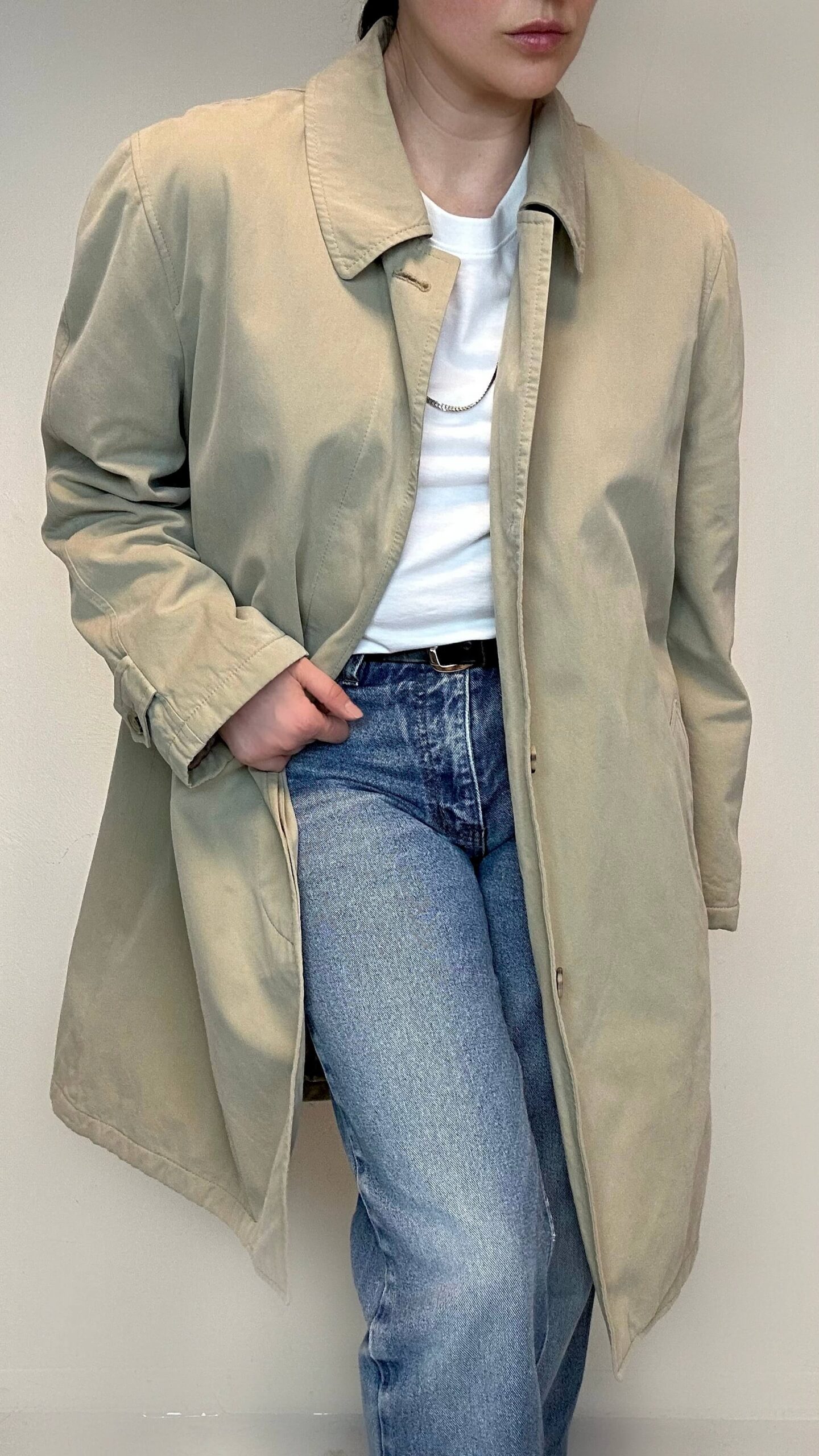 Olive green unisex padded trench coat