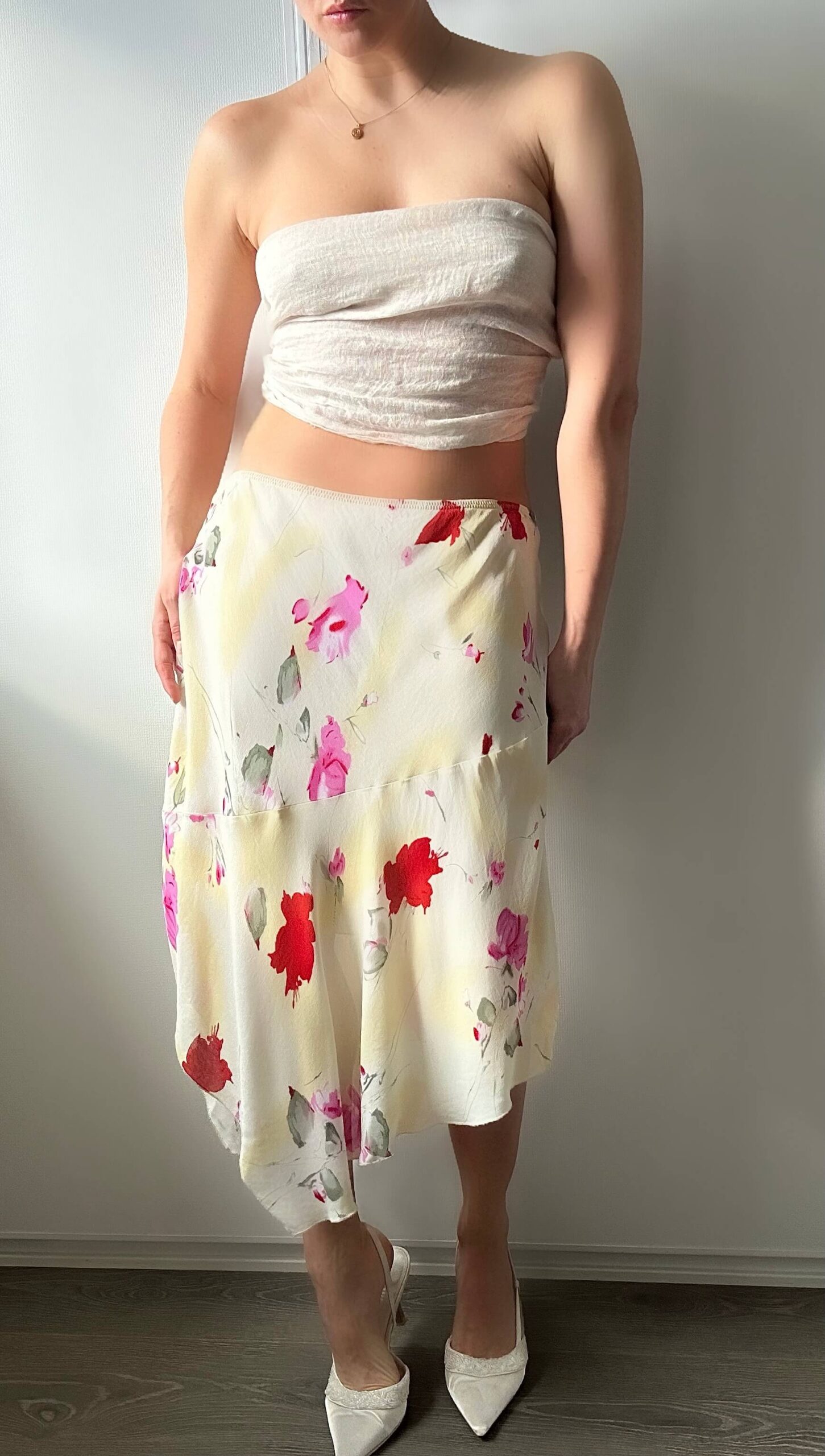 Y2K asymmetrical flower skirt